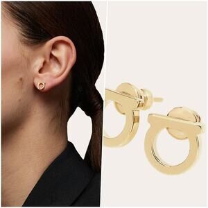 Salvatore Ferragamo Iconic Gold Gancini Earrings Small MINT